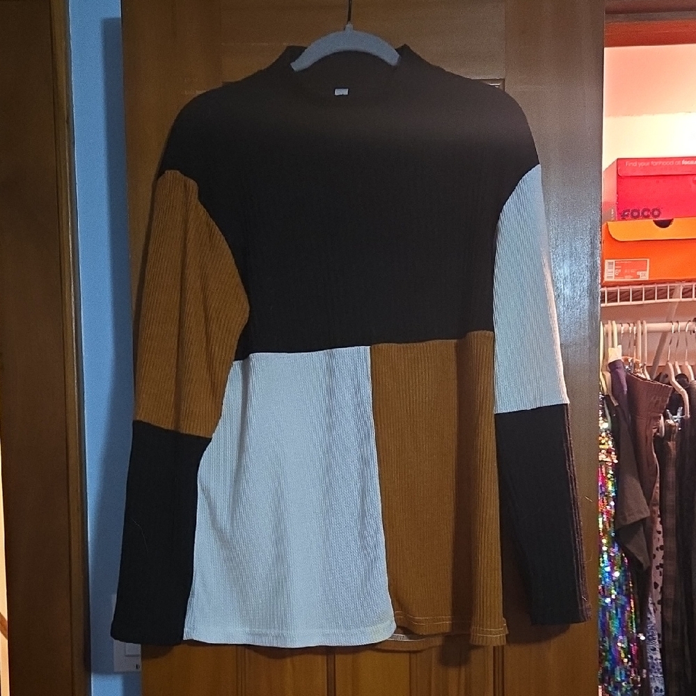 Tickled Teal Multicolor Light Turtleneck